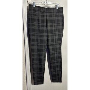 Time & Tru Women's Gray Plaid Skinny Leggings, Size Large (12-14)